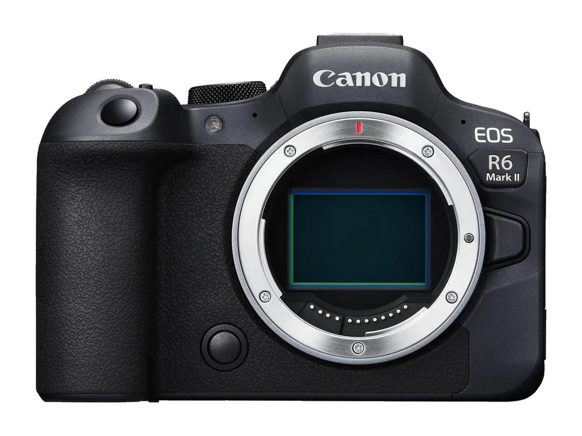 Canon EOS R6 Mark II sobre fondo oscuro